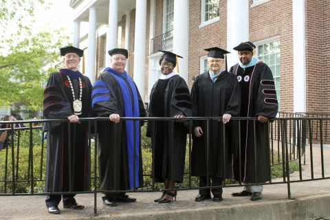 UWA President Dr. Ken Tucker, Provost Dr. Tim Edwards, Liza Howard, UWA Board of Trustees President Hal Bloom, UWA Board of Trustees Vice President Joseph Brown.