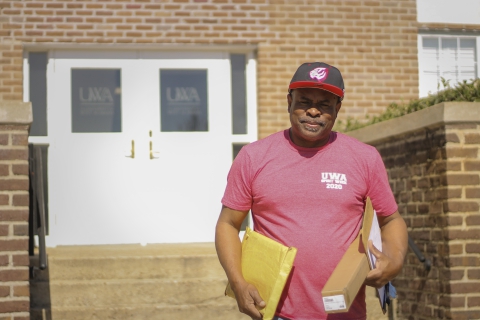 Peanut Jones delivering the mail at UWA.