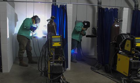 UWA welding students in lab